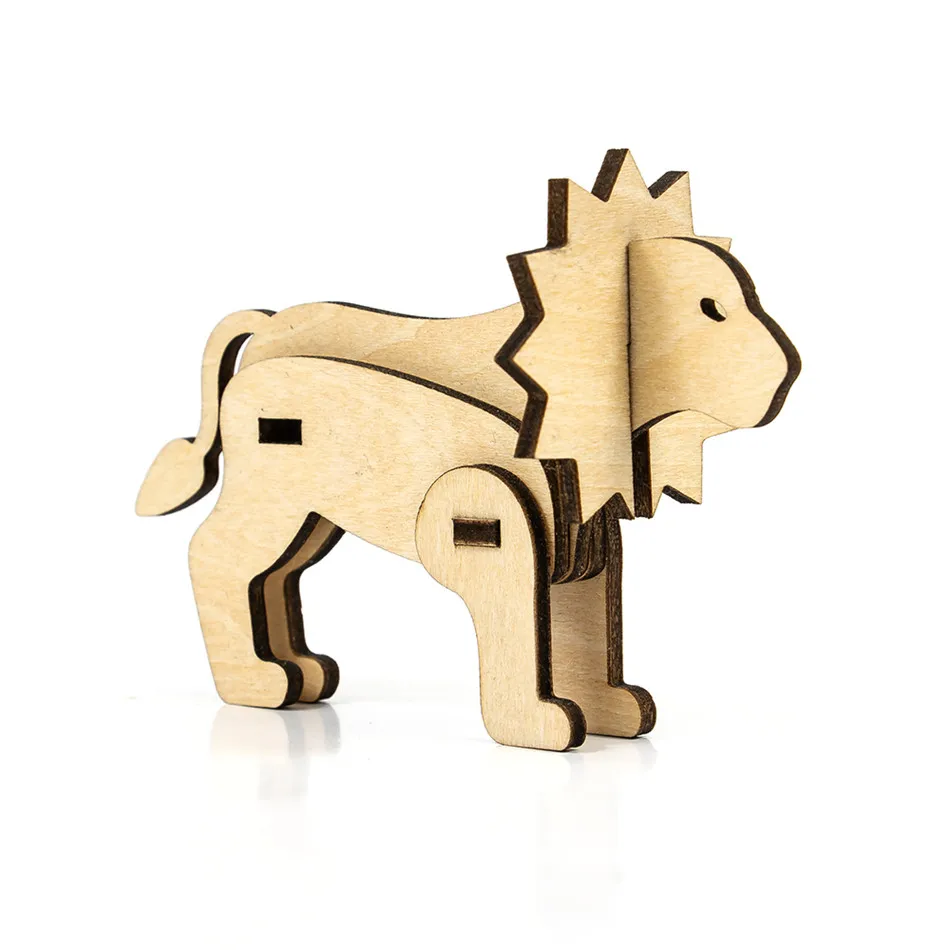 lion - puzzle 3d in legno - 100 pz