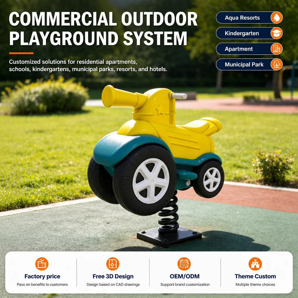 Commercial Outdoor Rocking Horse Kids Spring Ride on Toy Playground Equipment Galvanized Steel CE ASTM Certified OEM Wholesale