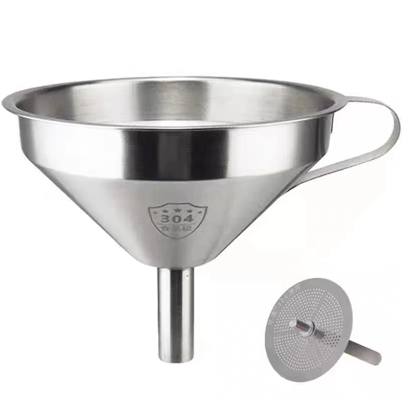 Metal Kitchen 304 Separating Oil Stainless Steel Funnel Metal Drinking