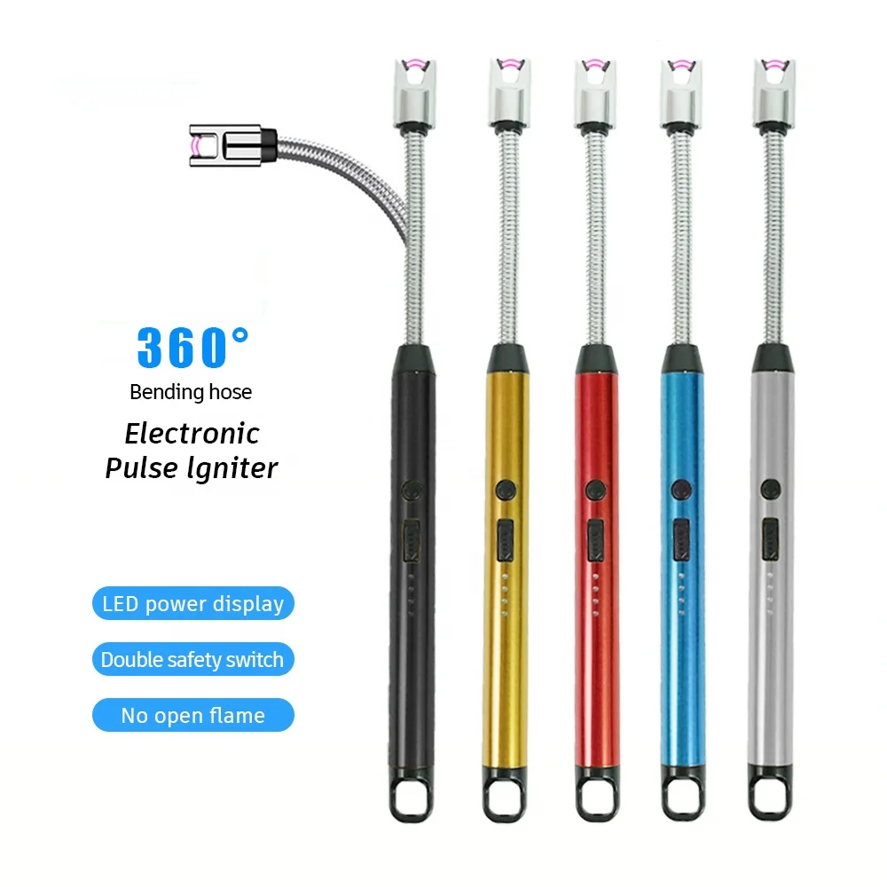 Wholesale Windproof 360 Degree Free Rotation BBQ Lighter USB Rechargeable Electric Arc Lighter for Candle Kitchen