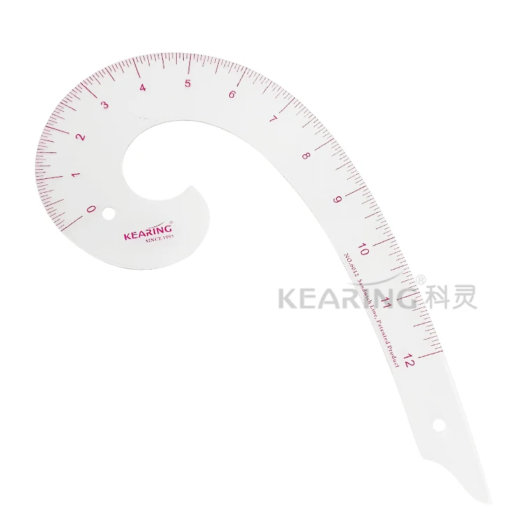 Kearing PVC Neck Hole Grading Ruler / 12' Plastic Sewing Curve Drawing Rulers for Fashion Design School Students # 6012