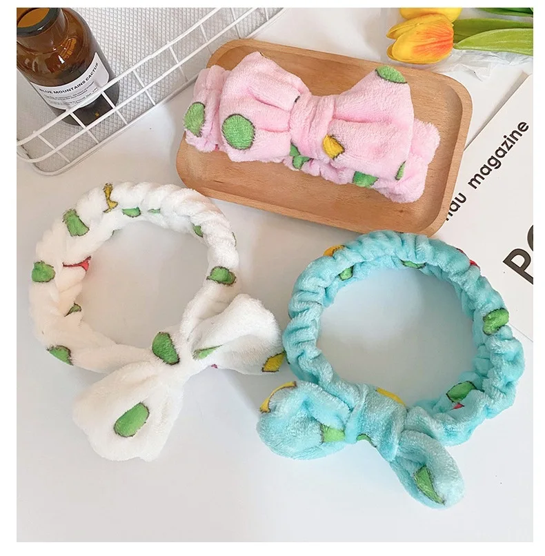 Spa Headband Women Fleece Hair Lace Large Bow Face Wash Headband Make