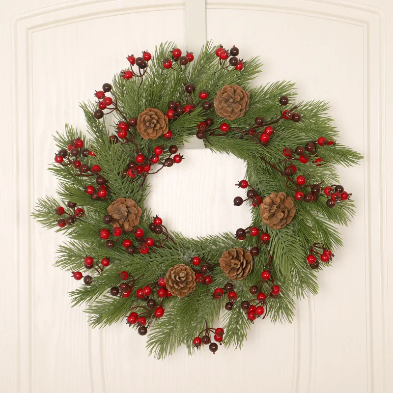 45cm Artificial Christmas PE Decoration Wreath with Berry for Shopping Mall Window Decoration Xmas Decorations Door Hanging