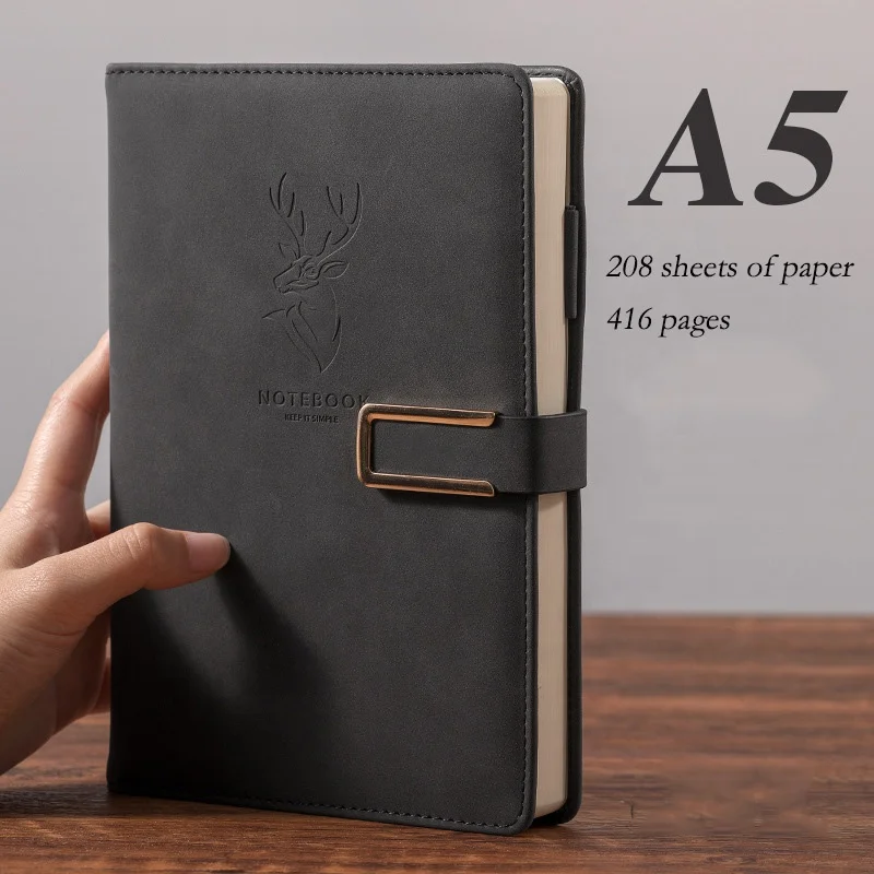 A5 Notebook Ultra-thick Thickened Notepad Business Soft Leather Work ...