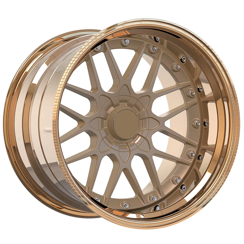 Full Size 17-26 Inch Forged Wheel Custom Aluminium Alloy Wheel OEM 3 Pieces Wheel Bronze Surface factory