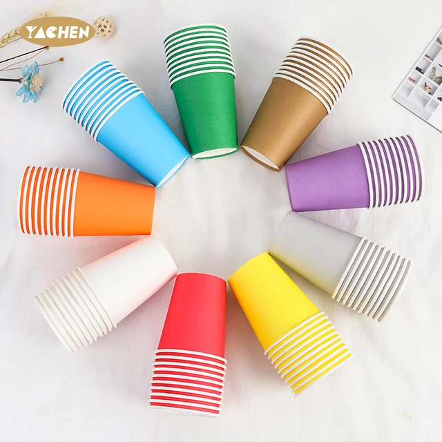 YACHEN Wholesale 9oz Disposable Multiple Color Party Paper Cups DIY Paper Coffee Drinking Cups for Wedding Birthday Party Event