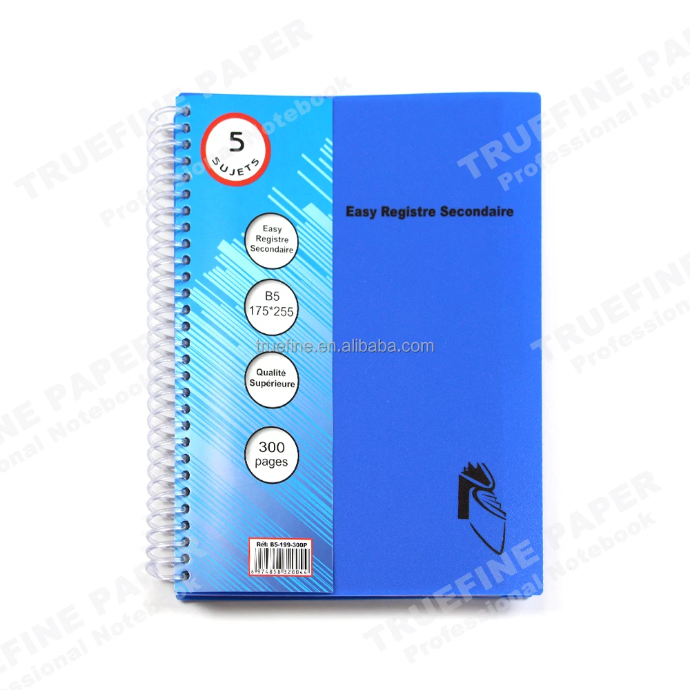 Personalized A4 Plastic Cover Custom Printed 5 Subject Double Spiral Notebook