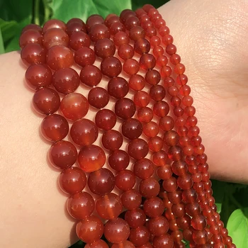 Wholesale 4/6/8/10/12mm Smooth Round Transparent Red Agate Onyx Loose Stone Beads For Jewelry Making
