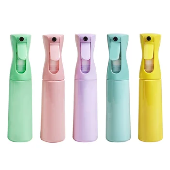 Wholesale Custom Logo & Packaging 300ml, 200ml Macaron Color Water Mist Sprayer Plastic Continuous Hair Spray Bottle