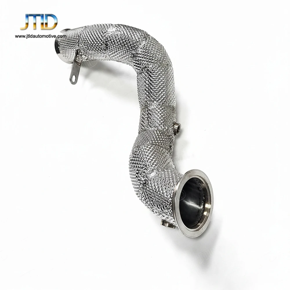 Heat Shielded High Flow Turbo Downpipe For Mercedes Benz W205 W213 C200 C300 E200 E300 M274 2.0T