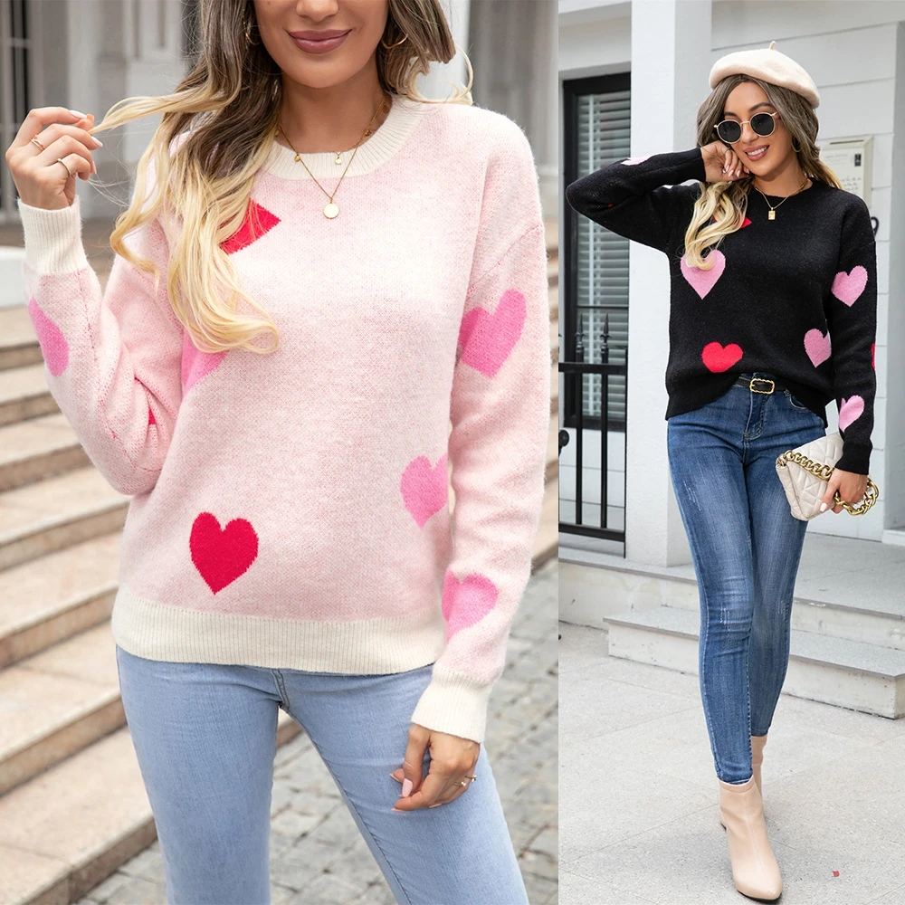 Pink Valentine's Day Women’s Heart Sweater