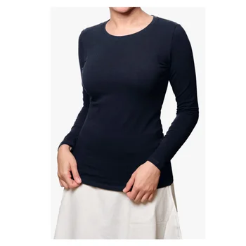 Autumn and Winter New Casual Bottom Top Pure Cotton Comfortable and Warm Underwear Round Neck Long Sleeve Women's Wear