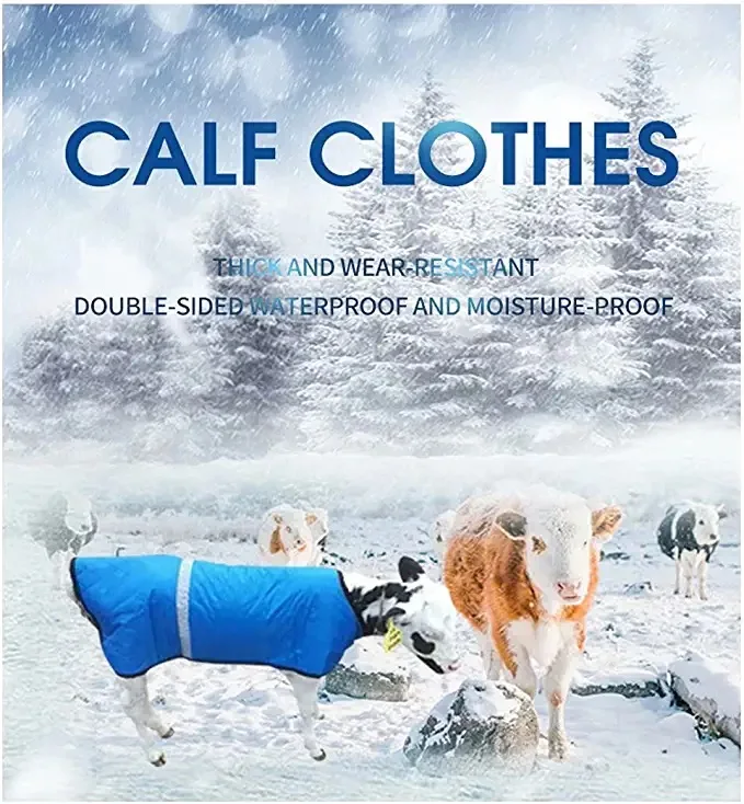 Dunzy 2 Pcs Calf Coat For Winter Calf Blanket Calves Jacket Warming Blanket Waterproof Windproof Saver(Blue, Thickened Style