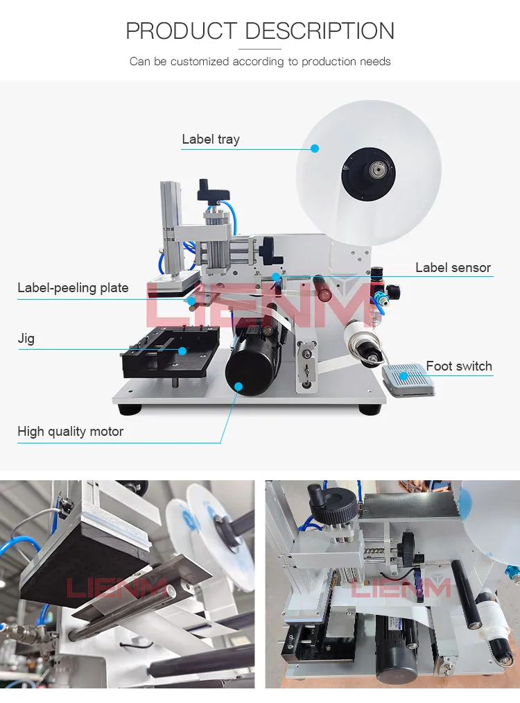Factory Labelling Machine Semi Automatic Vial Square Bottle Sticker for Small Business Touch Screen Customized Control