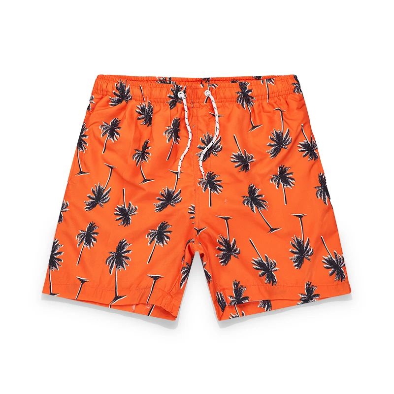 Coconut Tree Print Men's Shorts Summer Beach Wear Polyester Fabric Elastic Waistband Board Shorts For Men694_voghion.com
