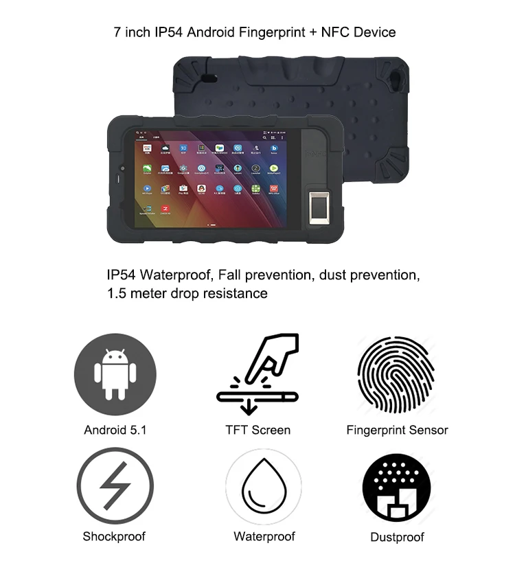 Android 5,1 на основе защита от следов от пальцев и NFC карта 3G мобильный планшетный ПК (HF-FP07)