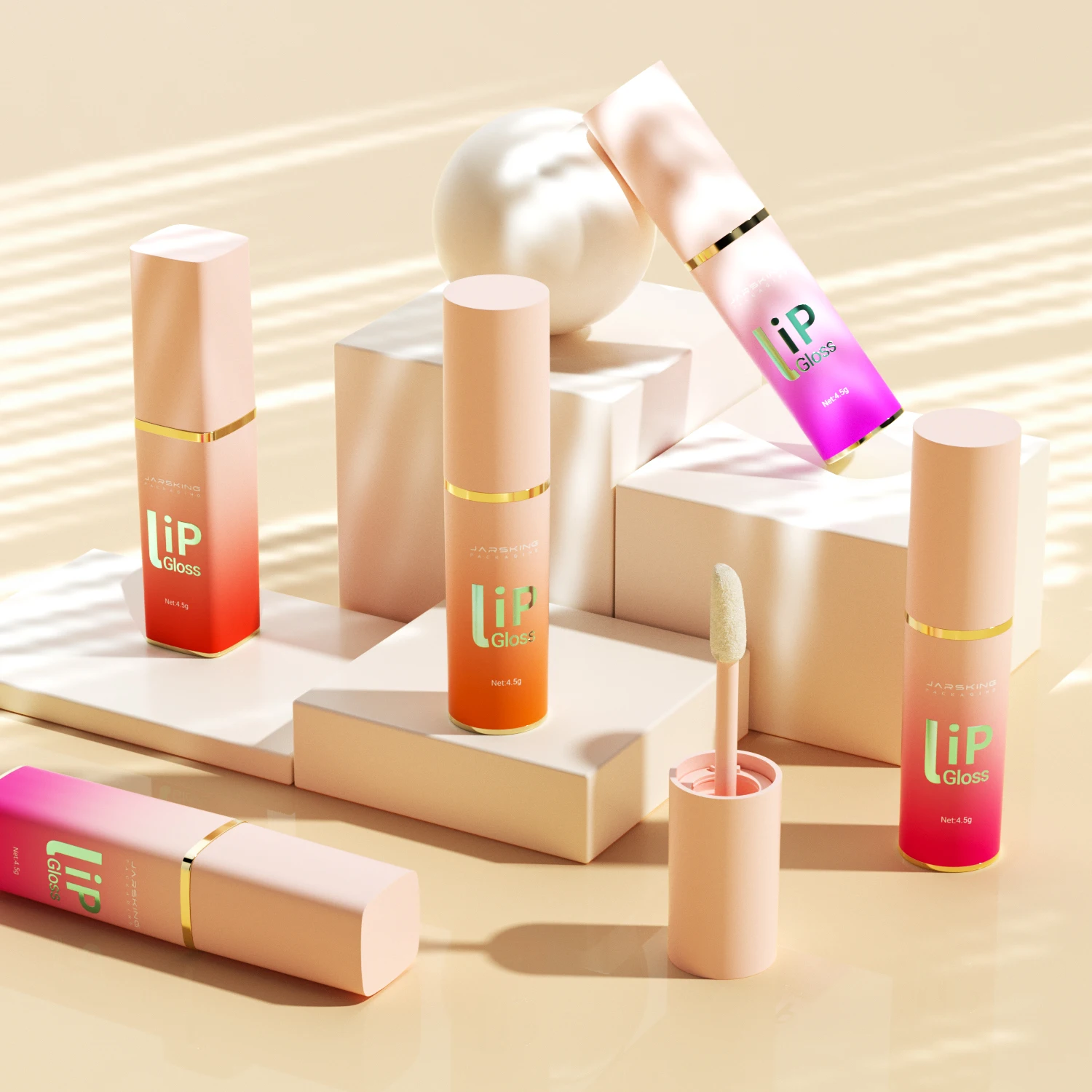 Wholesale 4.5ml Empty Custom Logo Luxury Lipgloss Container Packaging Colorful Fancy  Plastic Lip Oil Gloss Tube with Applicator