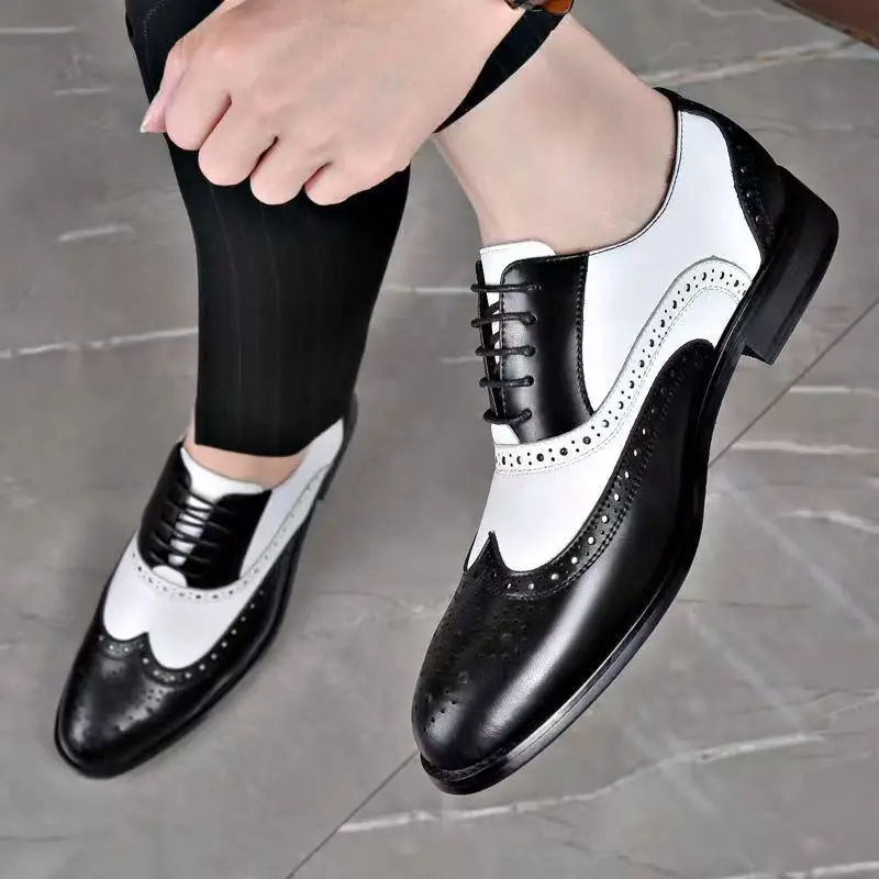Business leisure carved men\'s shoes New Fashion Custom logo Hollow Carving Large Size Leisure  main image 4