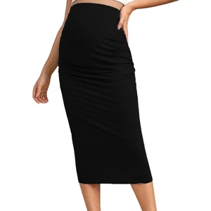Solid Color High-Waisted Maternity Dress Fashion High-Waisted Skirt