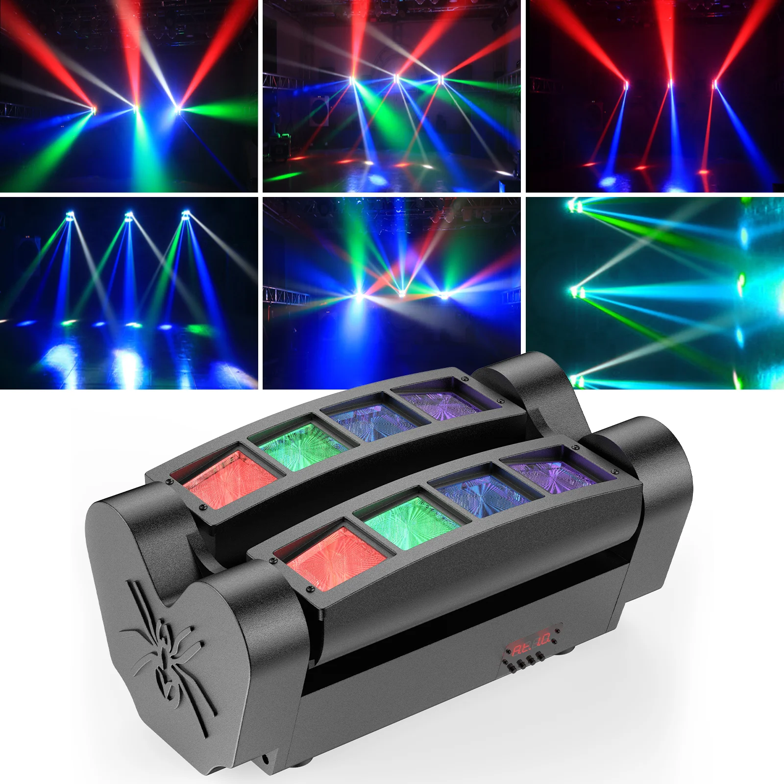 U`King 48W RGBW Mini Spider Stage Light - DMX Controlled, Sound