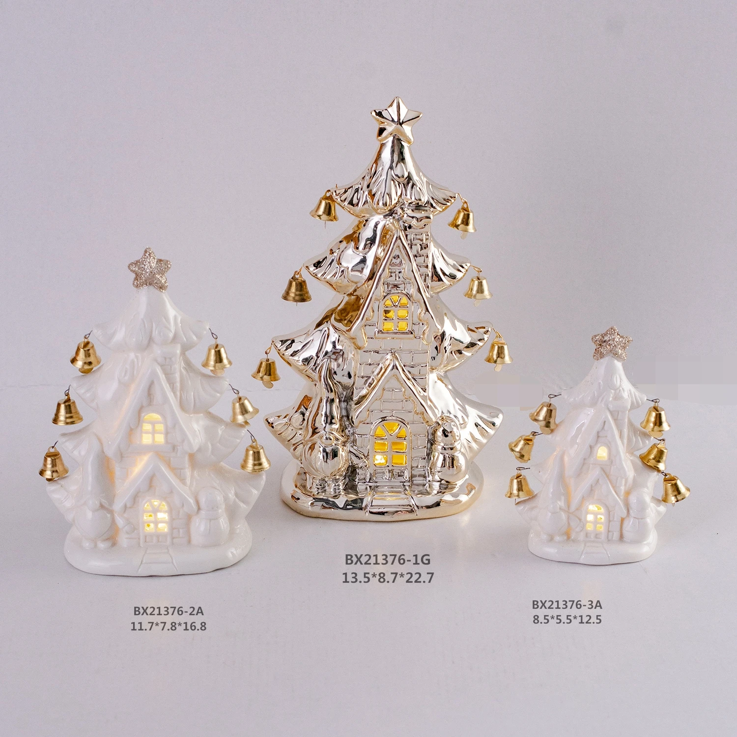 Ceramic Christmas Tabletop Ornament Tree Design with LED Light