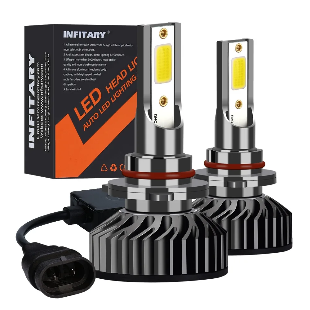 Infitary Support Customized COB Chips Car LED Light H1 H3 H4 H7 H11 9005 9006 Auto Car LED Canbus Headlight Bulb