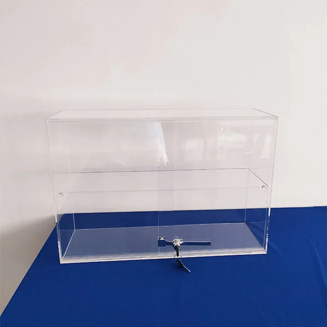 Perspex Countertop Display Case Clear Acrylic Display Cabinet with Sliding Door