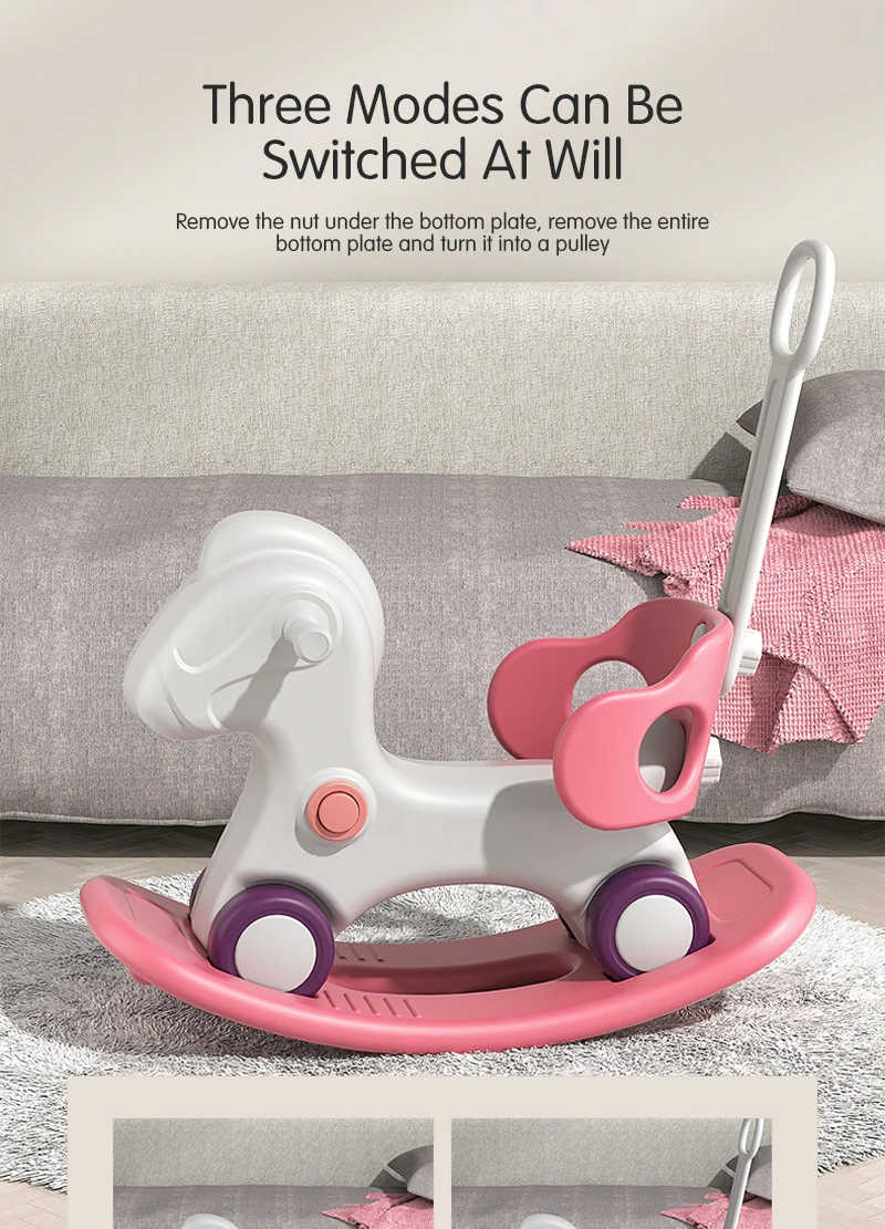 product custom kindergarten modern toddler wholesale large baby pink plastic deer kids toy rocking horse animal toy for children-3