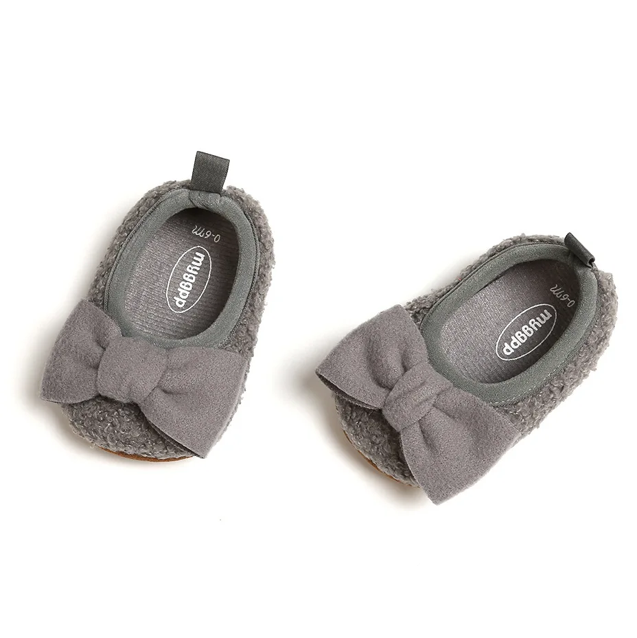 Beautiful Cute Candy Color Warm Woolen Cloth Soft Sole Toddler Baby Shoes for Boys and Girls