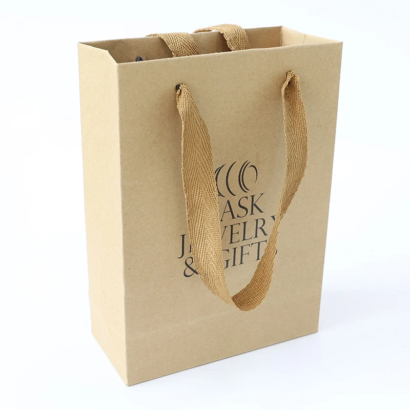 Recyclable Kraft Custom Bag RED Custom Small Size Paper Bag with logo Print Rope Handles for Shoes Packaging GIFT BAG