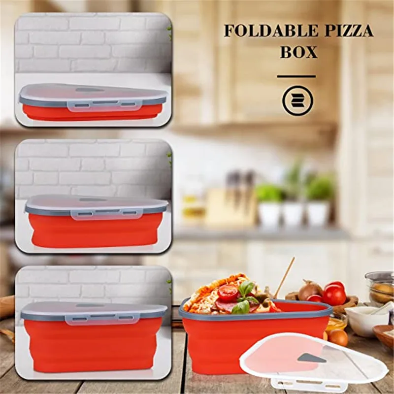 Pizza Storage Container Expandable With 5 Microwavable Serving Trays,Adjustable Pizza Slice