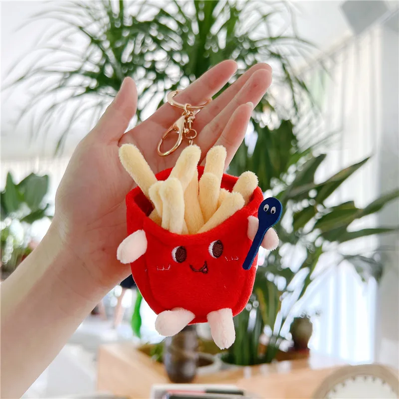 Plush Toy Cute Food Stuffed Animals Small Food Plush Keychain Hamburger ...