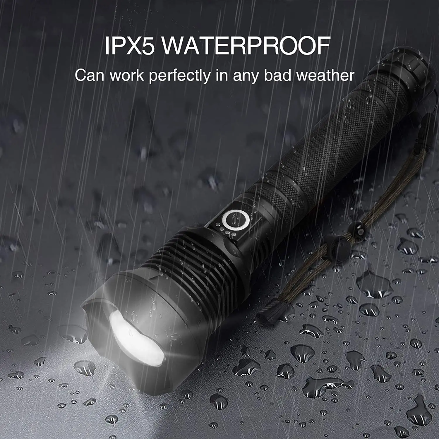 Potente Torcia Tattica LED Ricaricabile USB da 10W 10000 Lumen, 5 Modalità, Impermeabile per Campeggio ed Esterni
