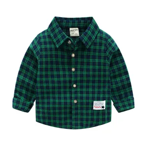 Children Plaid 2020 Spring Autumn Turn Down Collar Wear Button Long Sleeve Shirt Baby Top Boys Plaid Shirts for Wholesale