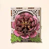 3D wooden magnetic fridge magnet-peony flower