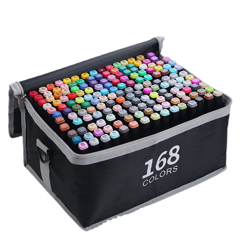 Alcohols Based Touch Markers 168 Colors Coloring Markers Set Double Tip Art Markers Pens Permanent Colors with Canvas Bag