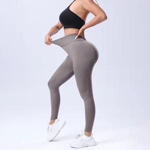 Solid Color Seamless Yoga Pants V Waist Design High Waist Tummy Control Peach Shaping 7/8 Length Workout Leggings Fitness