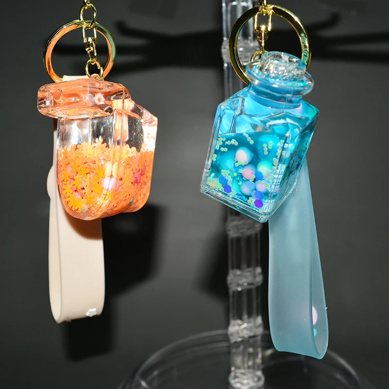 Acrylic Keyring Key Chain Ring Oil Floating Little Cartoon Bubble Boba Quicksand Liquid Keychain
