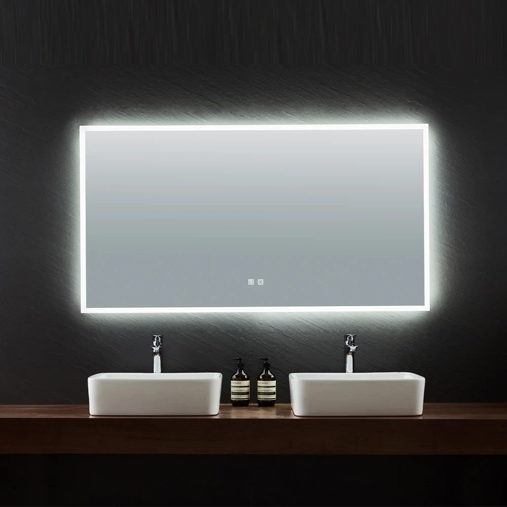 Wholesales Modern Smart LED Mirror Home Hotel Rectangle Wall-mounted Makeup Mirror With Lights Anti-fog Bathroom Vanity Mirror