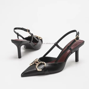 1208-27 Women's High Quality Stilettos Formal High Heeled Sandals Buckle Strap Closure 7cm Thin Heel Fashion Trend for Summer