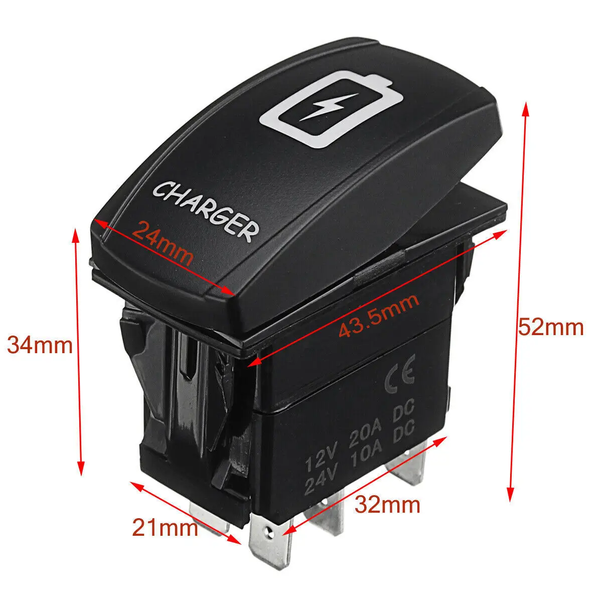 Interrupteur Lève-vitre électrique Voiture 6 Broches – 12/24V, Avec Indicateur Lumineux, Remplacement Universel - 13