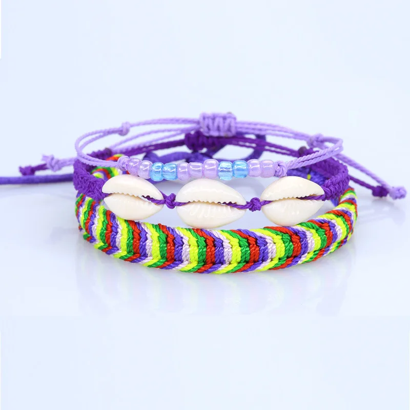 Kelistom Wave Charm Strand Bracelet Set Handmade Braided Wax Rope Adjustable Waterproof String Bracelets Friendship Jewelry 