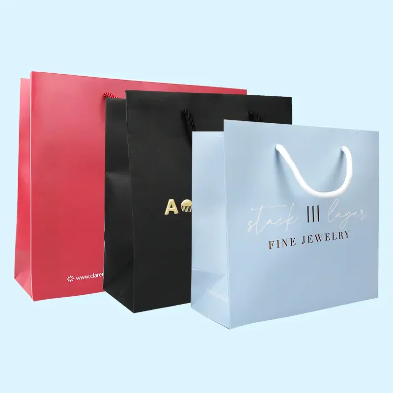 Recyclable Biodegradable Custom Paper Bags Jewelry Gift Bag with Your Own Logo Handles Luxury Art Paper Packaging Shopping bag manufacture