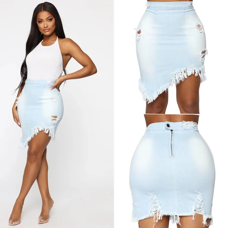 Women Summer Knit Skirt, Adults Sexy Slim Fit Hollow Out High Waisted Solid  Color Skirt 