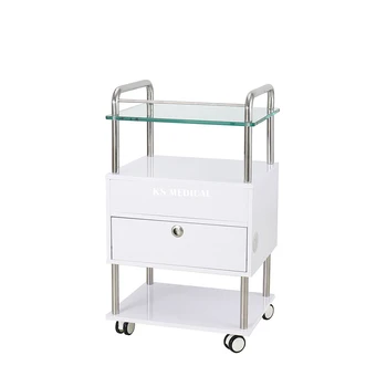KSMED Hospital Medical Crash Trolley Cart with Drawers ABS Nursing Treatment Trolley with Wheel Hospital Instrument Trolley