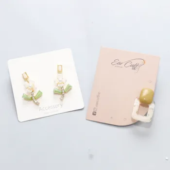 Custom Luxury Low Price Recycled Paper Die Cut Earring Cards With Logo
