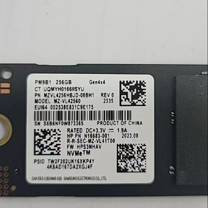 MZVL4256HBJD-00BH1 Samsung 256GB M.2 NVMe SSD, 2821 MB/s Read