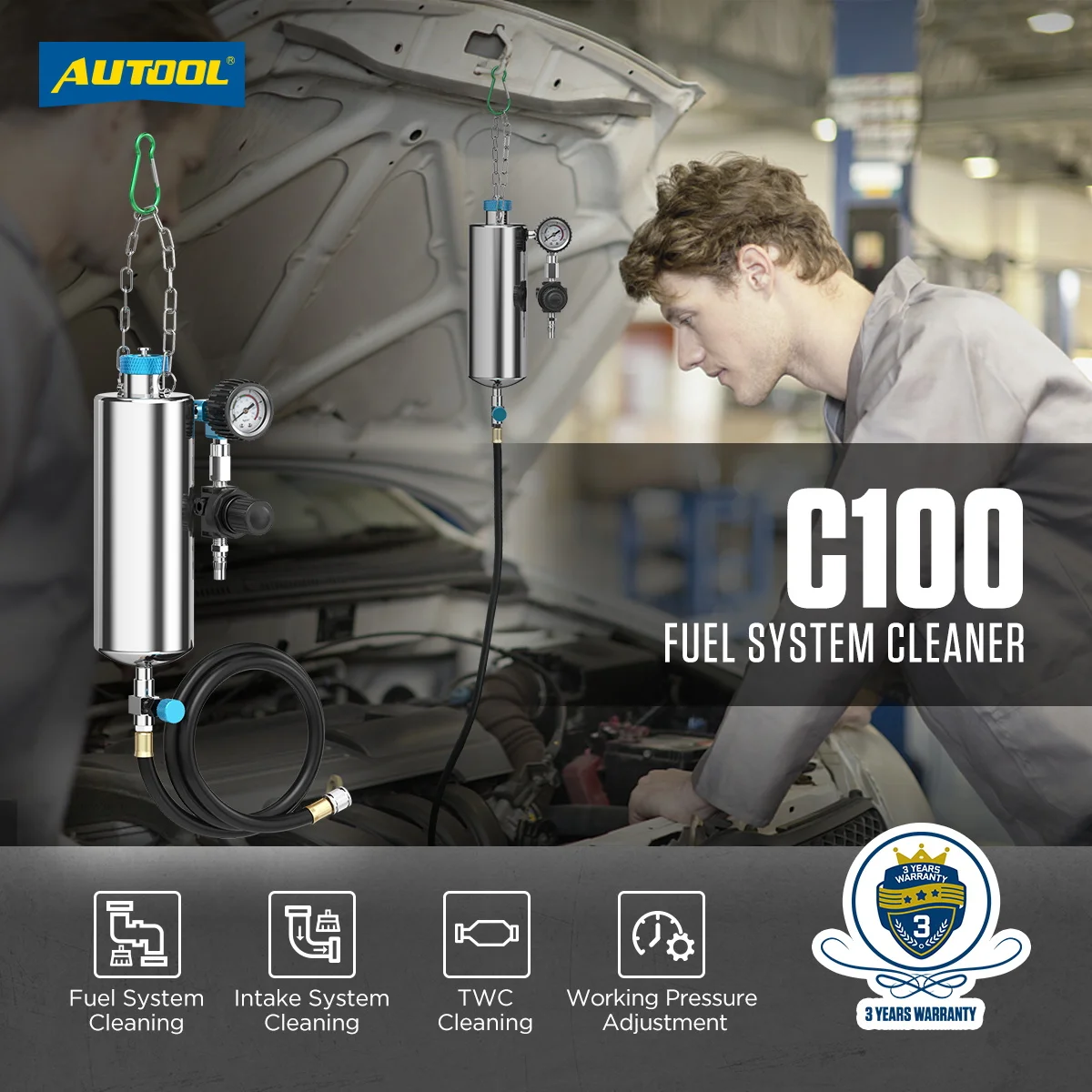Automotive Fuel Injector Cleaner Tool Kit Autool C100 Portable Car Wash Kit