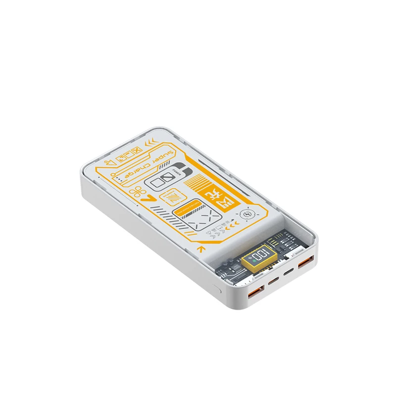 Super Fast Charging 200000mAh Power Bank Transparent Double USB Output Interface External Battery Charger 22.5W