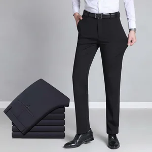 Summer New Men's Pants Men's Stretch Slim Fitting Thin Stretch Pants Flat Front Mid-Waist Pants